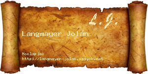 Langmayer Jolán névjegykártya